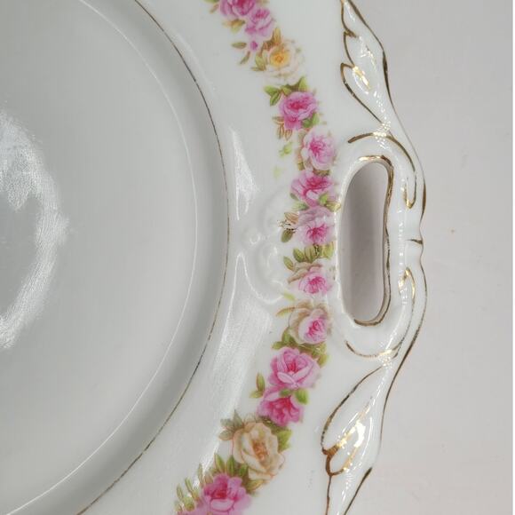 CT Carl Tielsch Altwasser Antique Roses Gilded Starburst Flourish Cake Plate - Picture 4 of 8